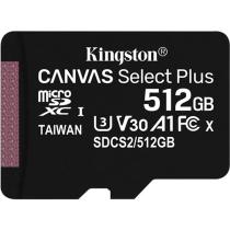 Tarjeta memoria micro sdxc 512gb kingston canvas select + adaptador cl10 - r: 100mb - s w:85mb - s