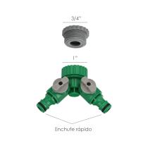 Adaptador Manguera Plastico 3/4 - 1" Hembra con 2 tomas Blister