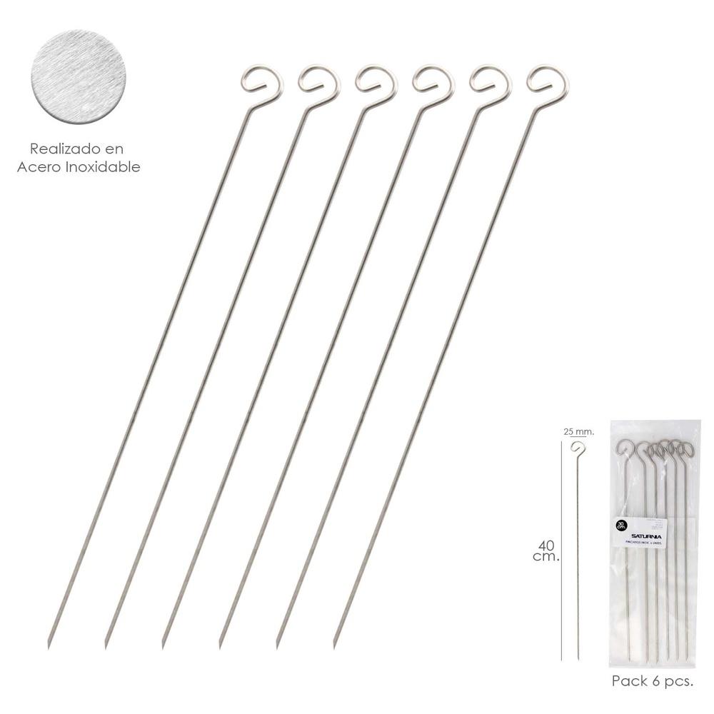 Pinchitos Acero Inoxidable Grandes 40 cm. (Blister 6 Unidades) Saturnia Pinchitos Acero Inoxidable Grandes 40 cm. (Blister 6 Unidades) Saturnia