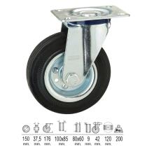 Rueda Industrial Goma Negra Placa Ø 150 mm.