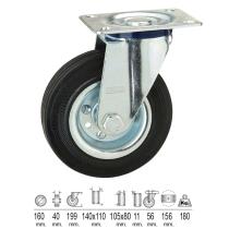 Rueda Industrial Goma Negra Placa 160 mm.