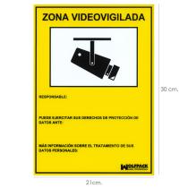 Cartel Zona Videovigilada 30x21 cm.