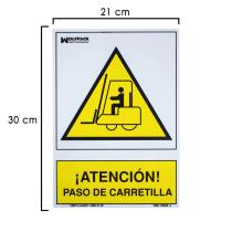 Cartel Atencion Paso Carretilla 30x21 cm.