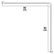 Barra Para Cortina Ducha Universal Aluminio Blanco 80x80 cm.
