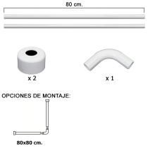 Barra Para Cortina Ducha Universal Aluminio Blanco 80x80 cm.