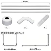Barra Para Cortina Ducha Universal Aluminio Blanco 80 x 170 cm.