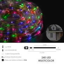 Luces Navidad Tubo Luz Multicolor 240 LEDs Uso Exteriores / Interiores Protección IP44 Rollo 10 Metros