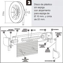 Disco Persiana Plastico Octogonal 130x40 mm. Cinta 22 mm.
