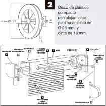 Disco Persiana Plastico Compacto para Rodamieto 120x40 mm. Cinta 18 mm.
