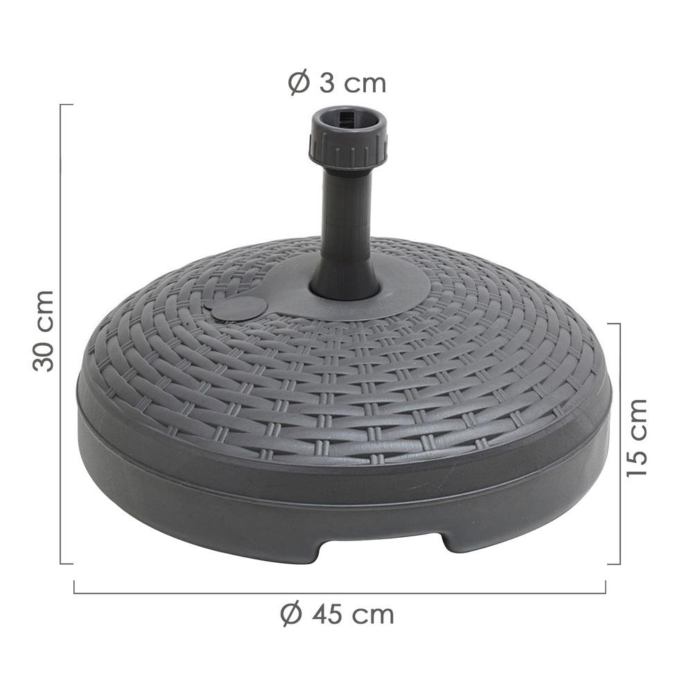 Base Sombrilla Resina Simil Ratan Ø45x15 cm. 20 litros Antracita Base Sombrilla Resina Simil Ratan Ø45x15 cm. 20 litros Antracita