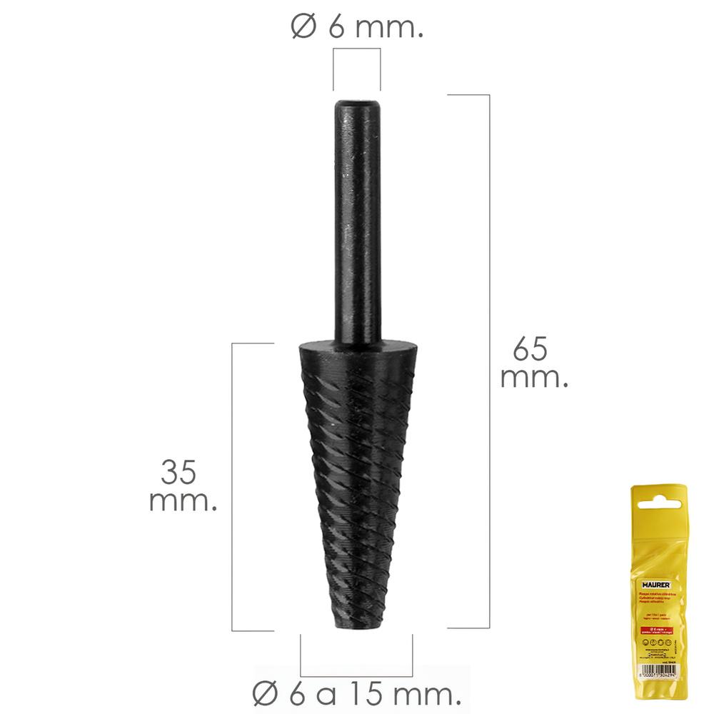 Fresa Rotativa Para Metal Conica Ø 6 a 15 mm. Para Taladro / Fresadora Fresa Rotativa Para Metal Conica Ø 6 a 15 mm. Para Taladro / Fresadora