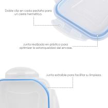 Recipiente Hermetico Plastico Cuadrado 400 ml. 11x11x6 (Alt.) cm.