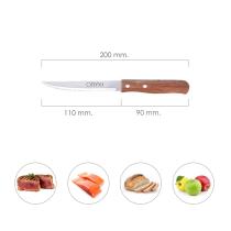 Cuchillo Montana Multiusos Hoja Sierra Acero Inoxidable 11 cm. Mango Madera (Blister 3 piezas)