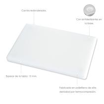 Tabla Cortar Polietileno 35x25x1,5 cm. Color Blanco