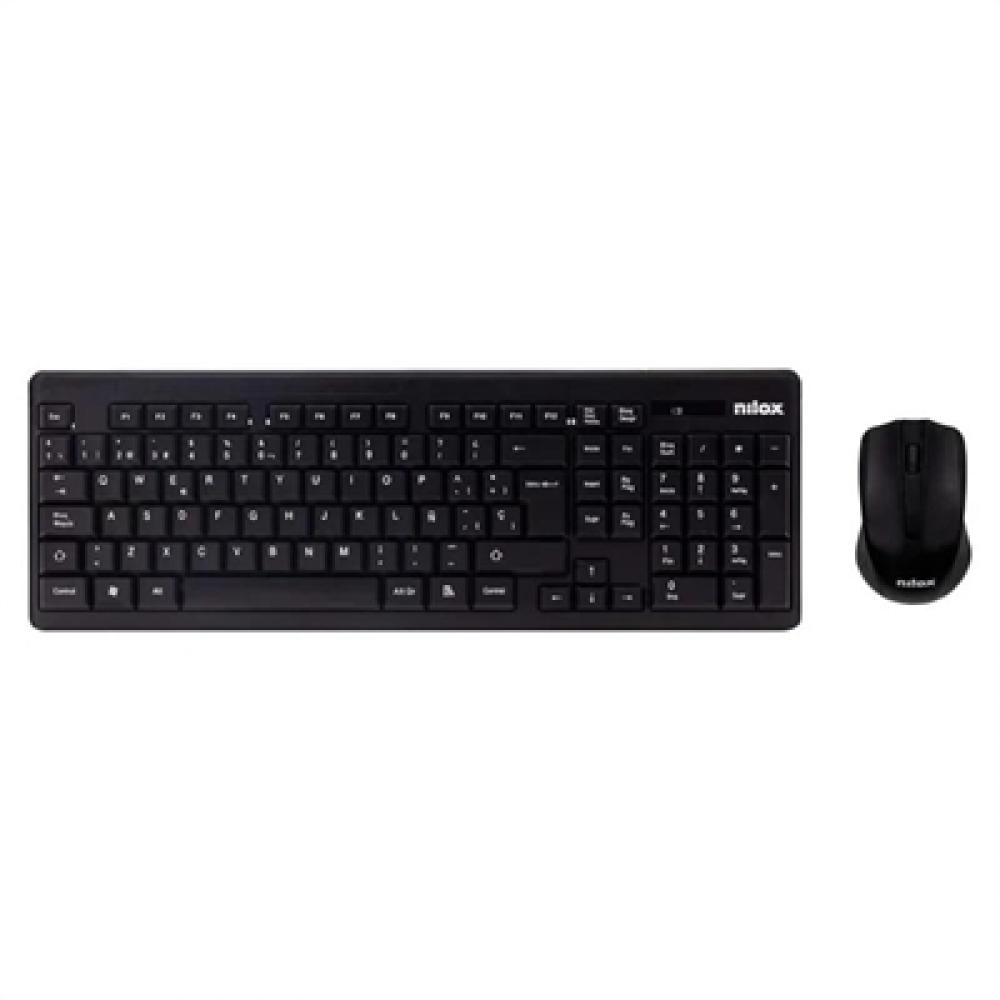 Kit teclado + mouse raton nilox wireless inalambrico negro