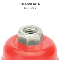 Cepillo Taza Con Alambre De Acero Trenzado Rosca M14, Ø 100 mm. Alambre de Ø 0,50 mm.