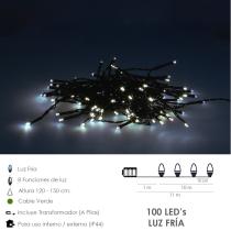 Guinalda Luces Navidad 100 Leds Color Blanco Frio.Luz navidad interiores y exteriores IP44. Funcina 3 Baterias AA (No incluidas)