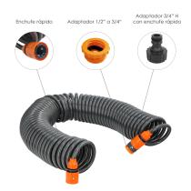 Manguera Extensible Espiral Autoenroscable Para Riego Jardin Con Conectores 15 Metros
