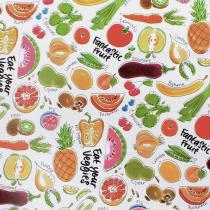 Mantel Hule Rectangular Frutas Fantasia Impermeable Antimanchas PVC 140x250 cm. Recortable Uso Interior y Exterior