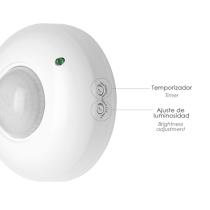 Detector De Movimiento Por Infrarrojos Con Sensor Crepuscular 360°. Ajustable