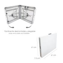 Mesa Plegable Rectangular HDPE 122x61x74 cm. Color Blanco