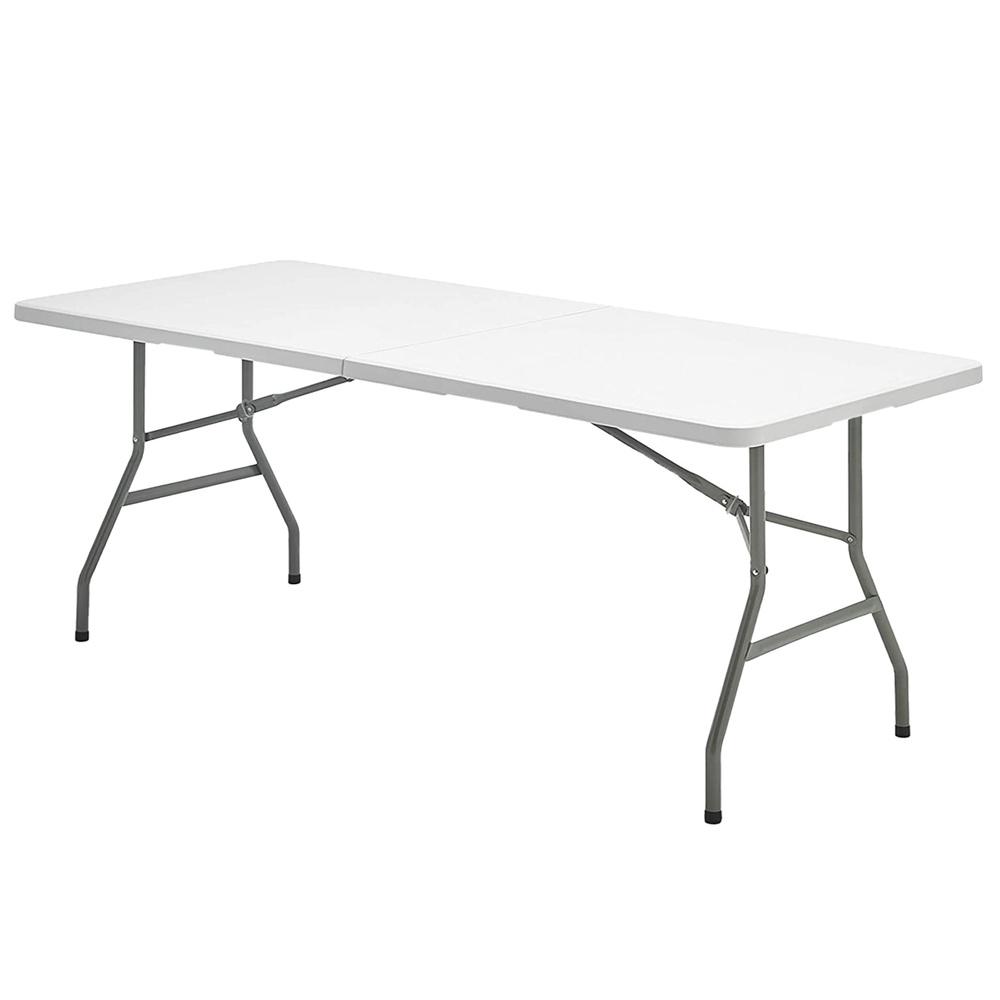 Mesa Plegable Rectangular HDPE 244x76x74 cm. Color Blanco