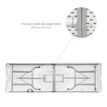 Mesa Plegable Rectangular HDPE 244x76x74 cm. Color Blanco