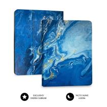 Funda + teclado subblim para tablet 11 pulgadas trendy marmol azul