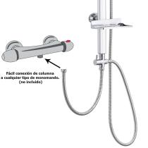 Columna Ducha Universal Multifuncional Completa Cuadrada, Acero inoxidable, Rociador Alcachofa Efecto Lluvia 22,5x22,5 cm.