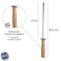 Chaira Afiladora Cocina 19 cm. Mango Madera. Chaira Afilador Cuchillos / Tijeras Manual