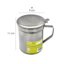 Grasera Acero Inoxidable Para Pescado Aceitera Aceite Usado 0,5 L. Con Colador y Tapa, Recipiente Reciclaje Aceite Usado Pescado