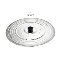 Tapadera Multiusos Acero Inoxidable Ø 32 cm. Uso Tapa Anti Salpicaduras y Escurridor. Tapadera Adpatable Diferentes Medidas