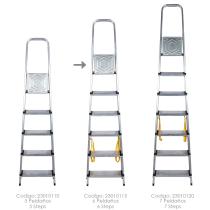 Escalera Doméstica Aluminio Profesional 6 Peldaños 12 cm Grosor.