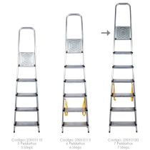 Escalera Doméstica Aluminio Profesional 7 Peldaños 12 cm Grosor.