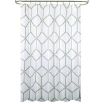 Cortina Ducha Tela Geometria 180 x 200 cm. Cortina baño, Cortina Tela Impermeable Con Anillas