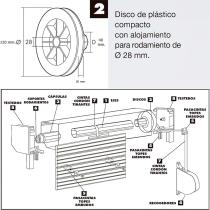 Disco Plastico Compacto Para Persianas. Rodamieto 120x40 mm. Para cintas hasta 20 mm.
