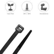 Brida Nylon 100%. Color Negro 2,5 x 135 mm. Bolsa 100 unidades. Abrazadera Plastico, Organizador Cables, Alta Resistencia