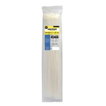 Brida Nylon 100%. Color Blanco / Natural 7,5 x 450 mm. 100 Piezas. Abrazadera Plastico, Organizador Cables, Alta Resistencia