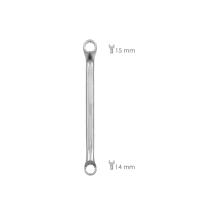 Llave Estrella Acodada Plus Acero Cromo Vanadio 14x15 DIN 838. Llave Doble Boca Acodada, Llave Fija Estrella Acodada