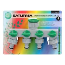 Adaptador Manguera Plastico 3/4" - 1" 4 Vias, Distribuidor 4 vias, Divisor Manguera, Ajuste Independiente, Tomas 1/2+Adaptador