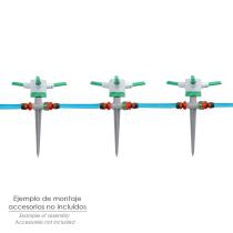 Aspersor Plástico 3 Brazos Con Pincho Con Regulador de Presión.