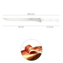 Cuchillo Husky Jamonero 25 cm. Hoja Acero Inoxidable, Cuchillo Jamon, Cuchillo Cortar Jamon Mango Ergonomico Blanco