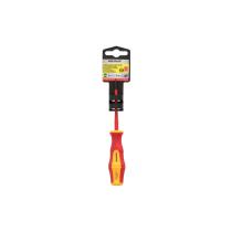 Destornillador Plano Aislado Certificado VDE 1.000 V. Medida 0,4 x Ø 2,5 x 75 mm. Destornillador Seguridad Electricista