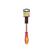 Destornillador Plano Aislado Certificado VDE 1.000 V. Medida 0,6x Ø 3,0 x 100 mm. Destornillador Seguridad Electricista