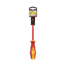 Destornillador Plano Aislado Certificado VDE 1.000 V. Medida 1,0 x Ø 5,5 x 125 mm. Destornillador Seguridad Electricista