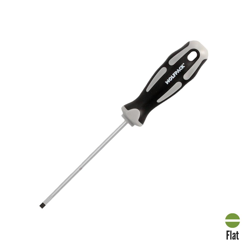 Destornillador Plano Vaciado Acero S2 Mango TPR Bimaterial. Medida 0,8 x Ø 4,0 x 100 mm. DIN5265