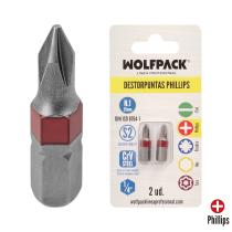 Puntas Largas Destornillador Phillips Nº 1 (2 Piezas). Acero S2 al Cromo Vanadio. Puntas Hexagonales, Destorpuntas,