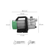 Bomba Aguas Limpias Superficie Acero Inoxidable 1.300 W. 5.000 lts/hora, Profundidad 8 Mts Elevación 50 mts. Presion Max: 5 Bar