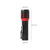 Linterna LED De Mano Mini Aluminio Recargable USB (1.200 mah) 500 Lumenes 5 Watt. Con Función Zoom y Clip Sujeción
