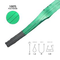 Eslinga Plana Doble Banda 2.000 Kg. Factor Seguridad 7:1, Longitud: 5 Metros Ancho 6 cm. 100% Poliester. Color Verde